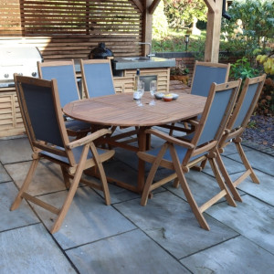Turnbury Extending Dining Table with 6 Henley Textylene Recliners